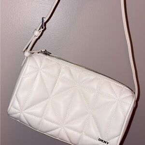 DKNY white quilted shoulder Bag